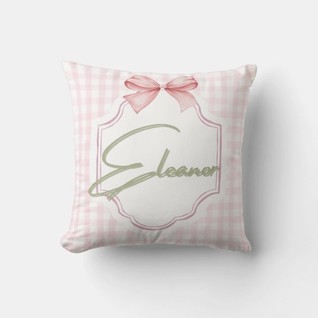 Personlig Eleanor Flicka Nursery Gingham Kudde (Framsida)