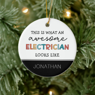 Personlig Electrician Funny Gifts Julgransprydnad Keramik