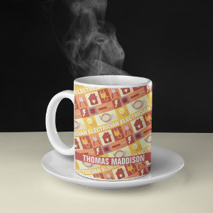 Personlig Electrician Iconic Mönster Kaffemugg