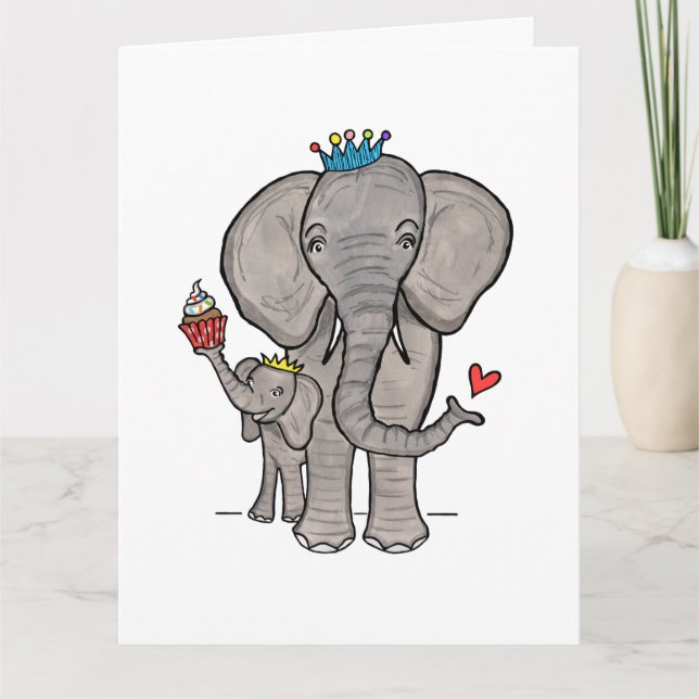 Personlig elefant- och bebismorsdagskort kort (Framsida)