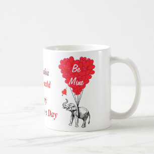 Personlig elefant Valentines day Kaffemugg