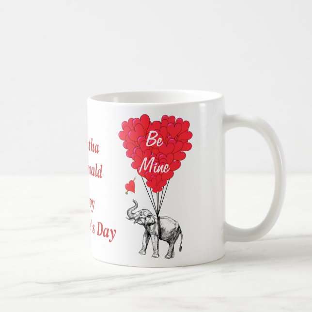 Personlig elefant Valentines day Kaffemugg (Höger)