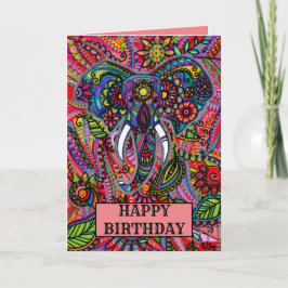 Personlig Elefantmandala Boho-födelsedag Kort