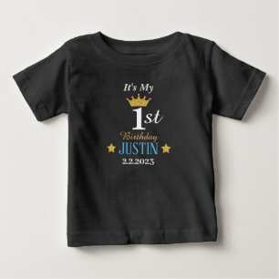 Personlig Elegant 1:a födelsedag guld krona svart T Shirt