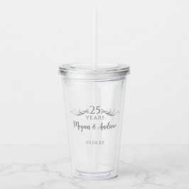 Personlig Elegant 25-års bröllopsjubileum Take Away Mugg