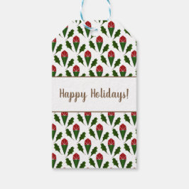 Personlig Elegant Abstrakt Röd ros & Holly Presentetikett