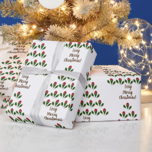 Personlig Elegant Abstrakt Röd ros Holly Träd Presentpapper