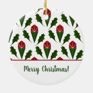 Personlig Elegant Abstrakt Röd ros och Holly Julgransprydnad Keramik