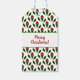 Personlig Elegant Abstrakt Röd ros och Holly Presentetikett