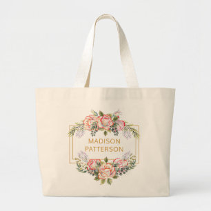 Personlig Elegant Akvarell Blommig Chic Jumbo Tygkasse