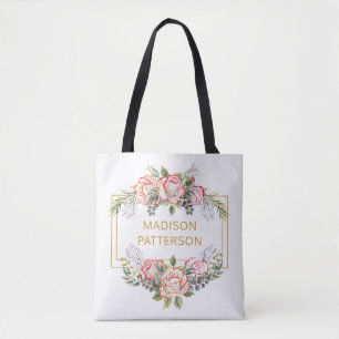 Personlig Elegant Akvarell Blommig Chic Tygkasse