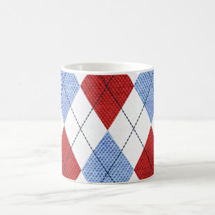 Personlig Elegant Argyle Mönster Red & Blue Kaffemugg