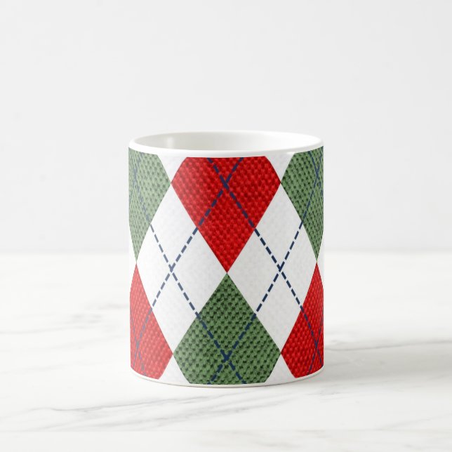 Personlig Elegant Argyle Mönster Red & Grönt Kaffemugg (Center)