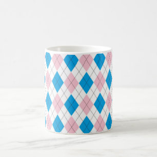 Personlig Elegant Argyle Mönster Rosa & Blue Kaffemugg