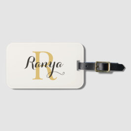 Personlig Elegant Bagageetikett - Guldmonogram Bagagebricka
