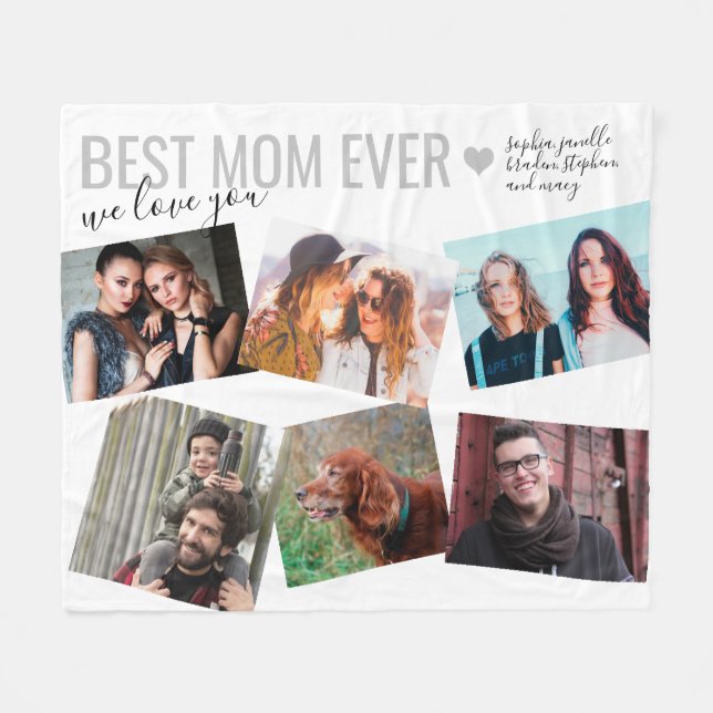 Personlig Elegant Bästa Mamma någonsin 6-foto Fleecefilt (Framsidan (Horisontell))