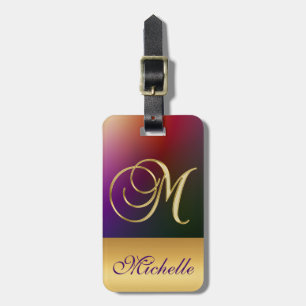 Personlig Elegant Black Guld Monogram Brev M Bagagebricka