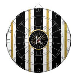 Personlig Elegant Black & Guld Rand Monogram Darttavla