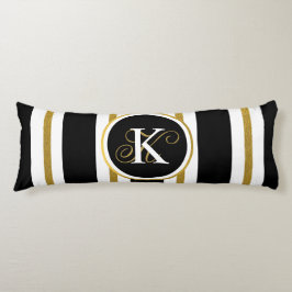 Personlig Elegant Black & Guld Rand Monogram Kroppskudde