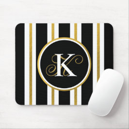 Personlig Elegant Black & Guld Rand Monogram Musmatta