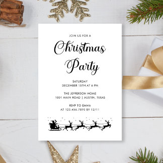 Personlig Elegant Black & White jul Party Inbjudningar