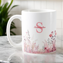 Personlig Elegant Blommigt minimalist Cute Girly Kaffemugg