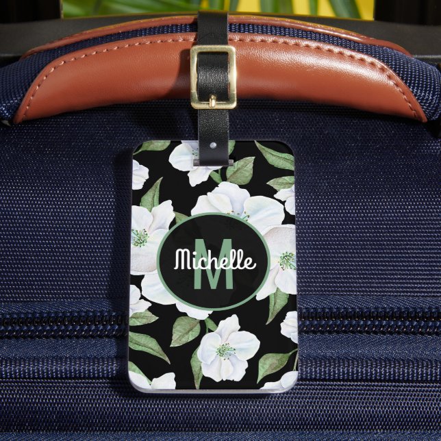 Personlig Elegant Blommigt Travel Monogram Bagagebricka (Framsida Insitu 2)