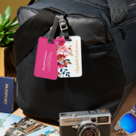 Personlig Elegant Blommigt Vattenfärg Girly Rosa Bagagebricka