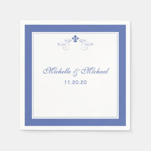 Personlig Elegant Blue Fleur de Lis Pappersservett
