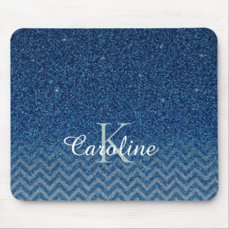 Personlig Elegant Blue Gnistra Glitter Monogram Musmatta