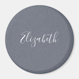 Personlig Elegant Blue Grått Linen Magnet