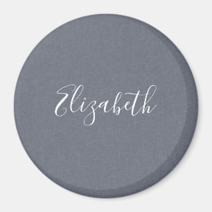 Personlig Elegant Blue Grått Linen Magnet