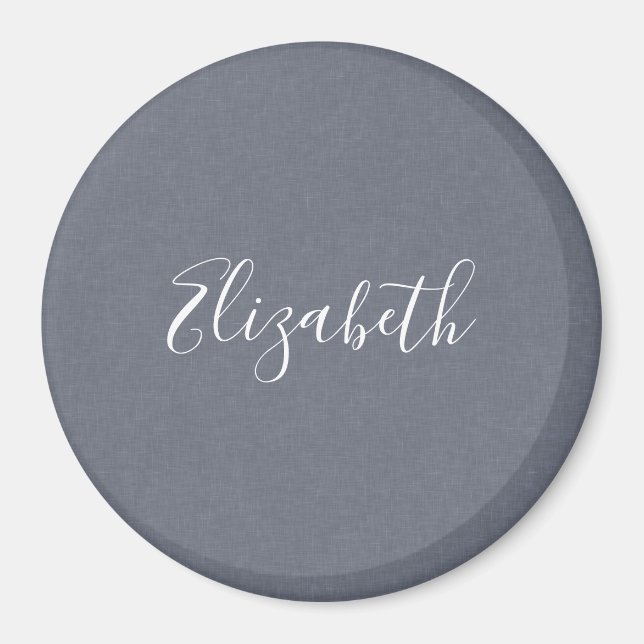 Personlig Elegant Blue Grått Linen Magnet (Framsidan)