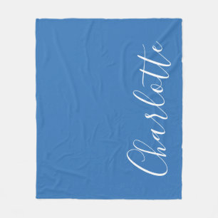 Personlig Elegant Blue Minimalist Namn Fleecefilt