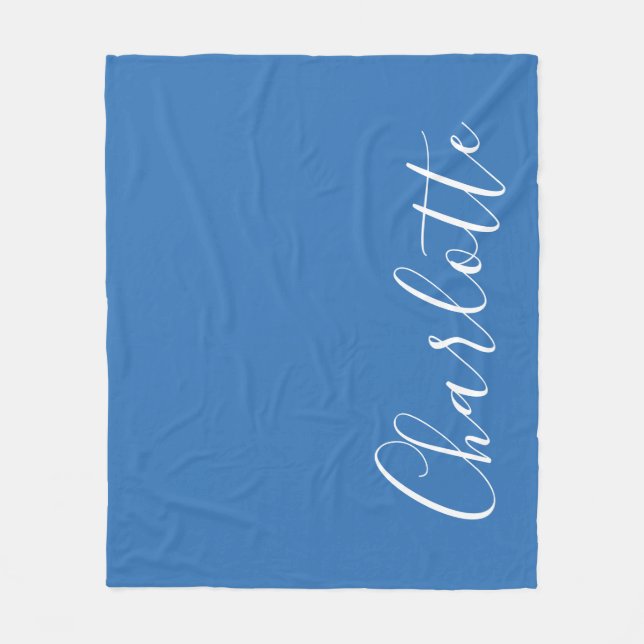 Personlig Elegant Blue Minimalist Namn Fleecefilt (Framsidan)