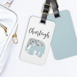 Personlig Elegant Blue Paisley Elephant Bagagebricka