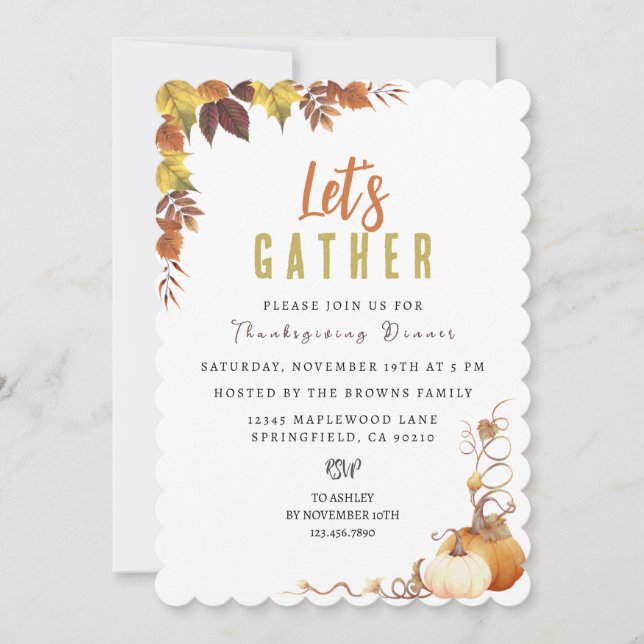 Personlig Elegant Botanisk Thanksgiving Inbjudningar (Framsida)