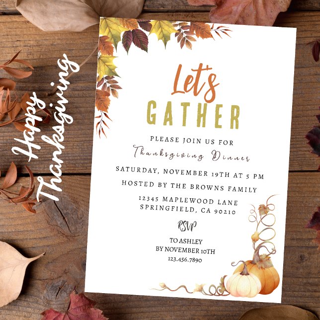 Personlig Elegant Botanisk Thanksgiving Inbjudningar (Skapare uppladdad)