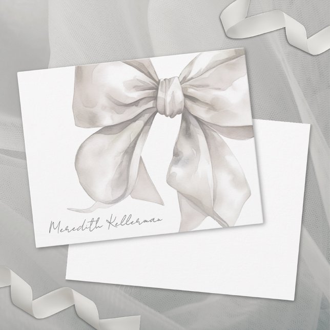 Personlig Elegant Bow Namn Monogram Anteckningskort (Personalized Elegant Bow Name Monogram Note Card)