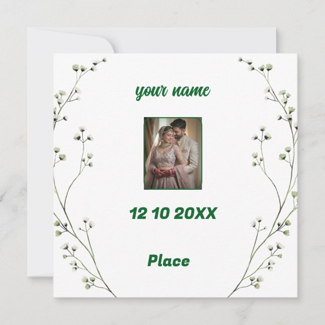 Personlig Elegant Bröllopsinbjudan Spara Datumet (Framsida)