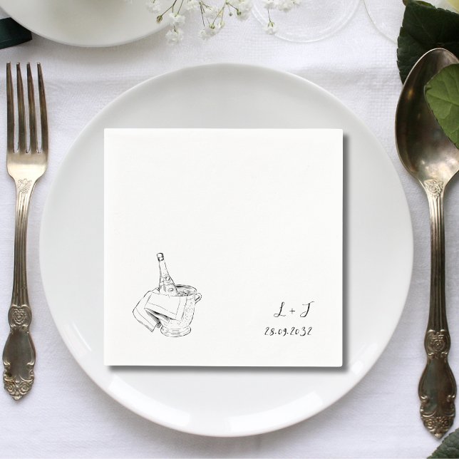 Personlig Elegant Bröllopspapper Drinkservis Pappersservett (Personalized elegant paper cocktail napkins add refined charm to wedding drinks.)