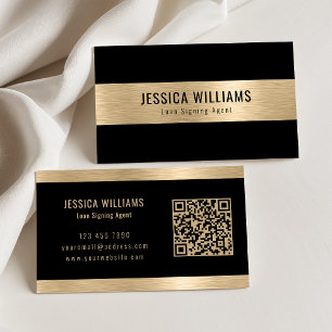 Personlig Elegant Brushed Guld Black QR-kod Visitkort