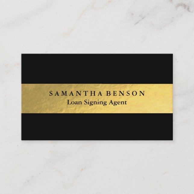 Personlig Elegant Brushed Guld Black QR-kod Visitkort (Framsida)