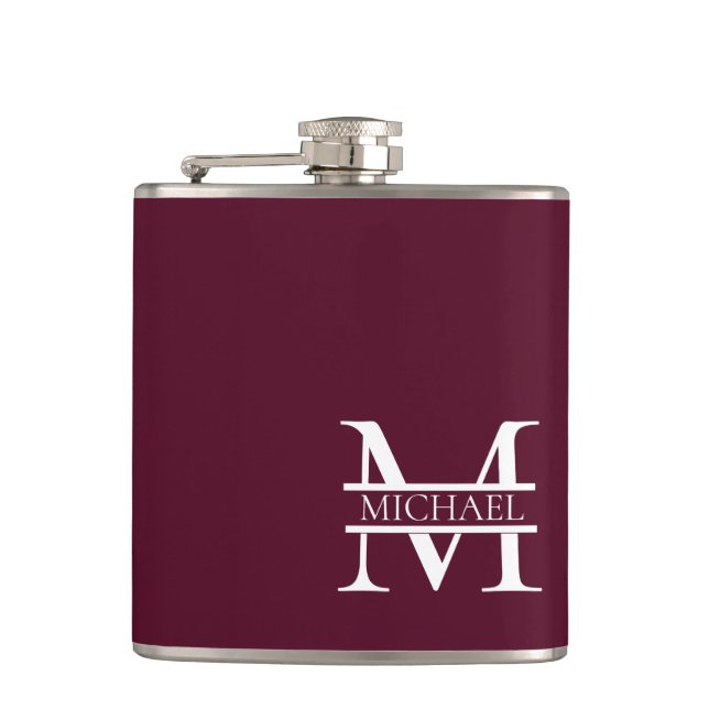 Personlig Elegant Burgundy Monogram och Namn Fickplunta (Framsidan)