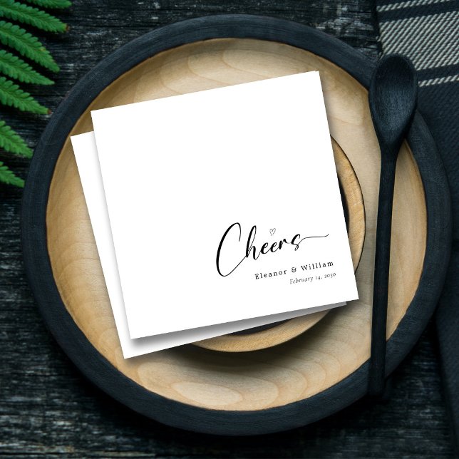 Personlig Elegant Cheers Hand-Lettering Bröllop Pappersservett (Personalized Elegant Cheers Hand-Lettering Wedding Napkins)