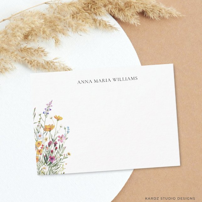 Personlig Elegant Chic Blommig Brevkort Anteckningskort (Card is shown in 3.5 by 2.5 inches. Choose size, paper and corner style.)