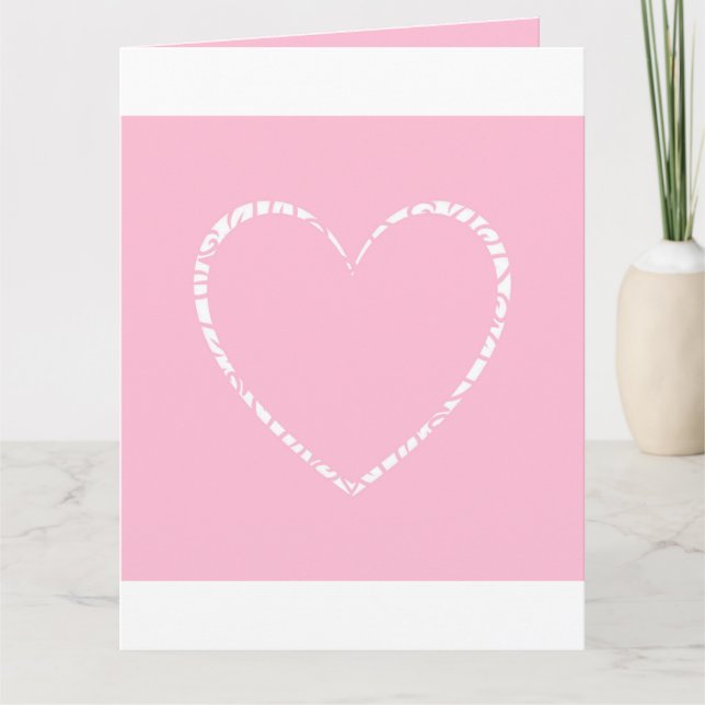 Personlig Elegant, Cute Rosa Heart Valentine Kort (Framsida)