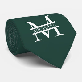 Personlig Elegant Emerald Grönt Monogram & Namn Slips