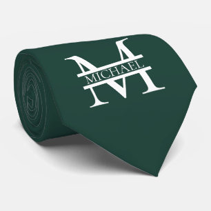 Personlig Elegant Emerald Grönt Monogram & Namn Slips