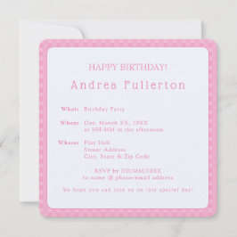 Personlig Elegant Enkel Födelsedagsfest för Rosa Inbjudningar